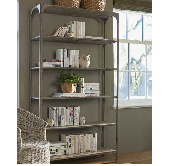 metal-frame bookshelves